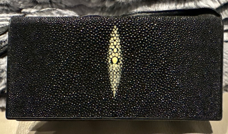 RARE VINTAGE KISMET STINGRAY LEATHER SMALL CLUTCH HAND BAG WALLET PURSE