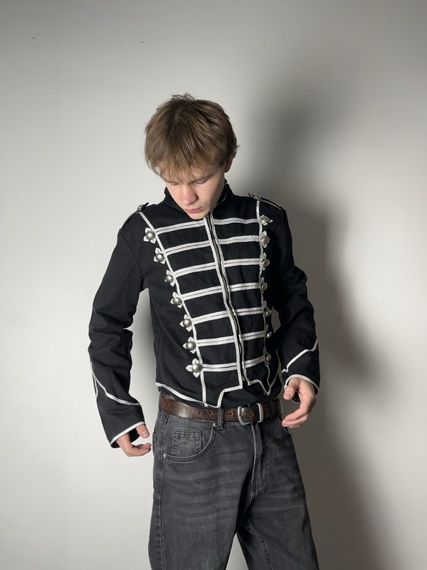 🔥00's Napoleon Military Cropped Jacket Coat Punk Japan Saint Laurent PPFM Vibe gallery