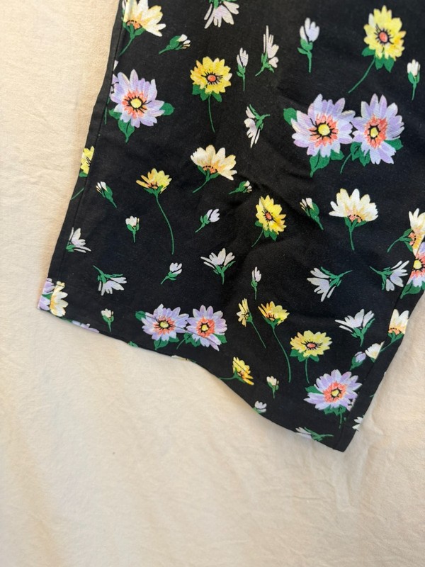 LOFT Brand Waist Floral Print Wide Leg Crop Pants Size Large gallery