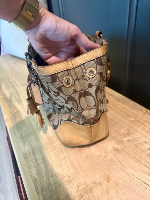 Coach Signature C Satchel/Top Handle Bag | Tan/Brown Zip Tassel Charm Pockets gallery