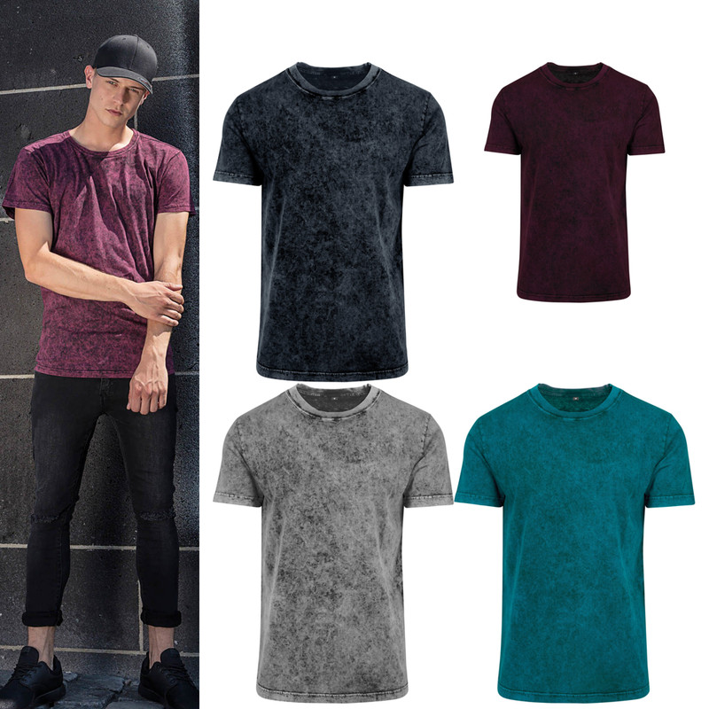 Acid Washed Tee BY070 Men’s cool basic Short Sleeve Crew Neck comfotable T-Shirt