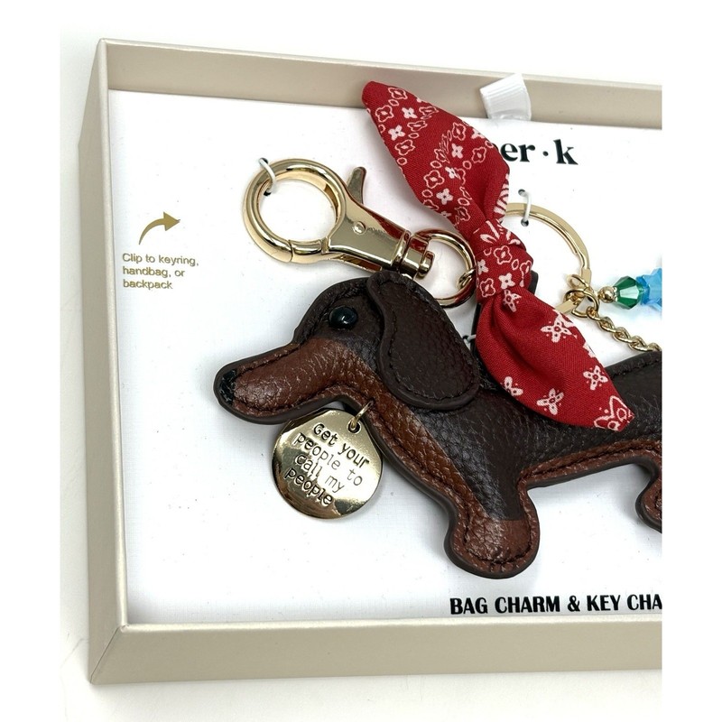 Piper K Dachshund Doxie Dog Bag Charm Tennis Ball Bandana Bone Keyring Keychain gallery