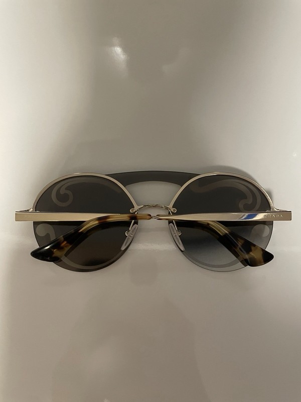 Authentic PRADA Sunglasses- 65TS Pale Gold Frame Silver Mirror Lens gallery