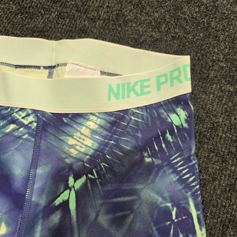 Nike Pro Dri‑FIT Leggings Women’s Medium • Blue Purple Green Abstract Print • Co
