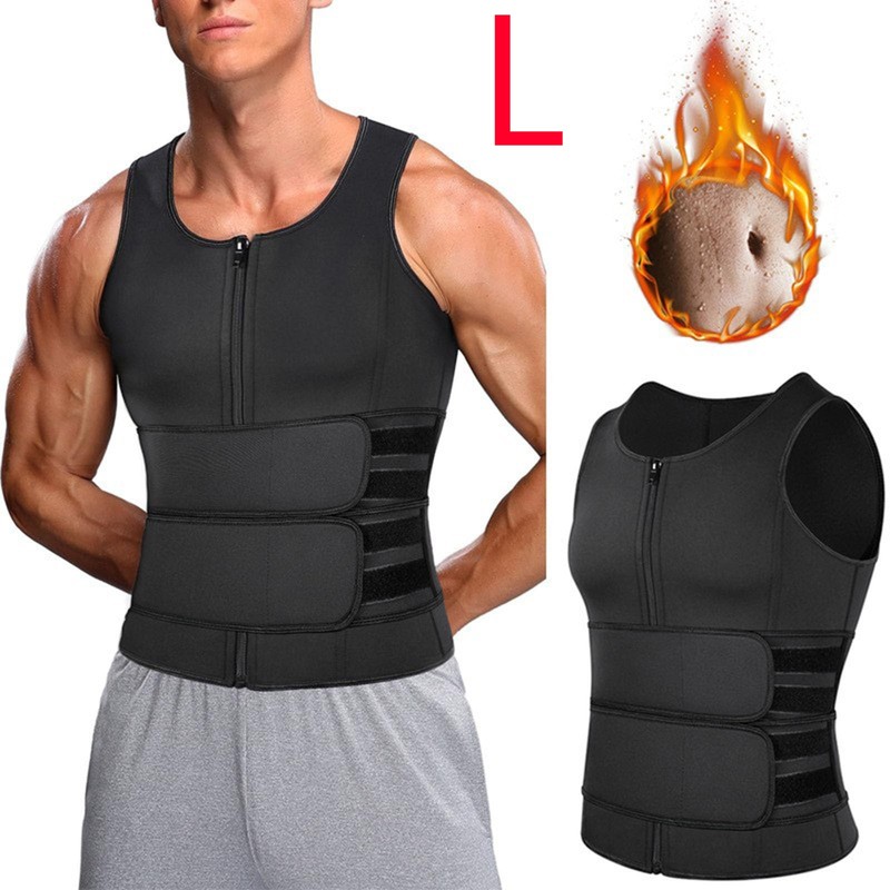 Men Sauna Sweat Vest Waist Trainer Body Shaper Weight Loss Tank Top Suit Workout