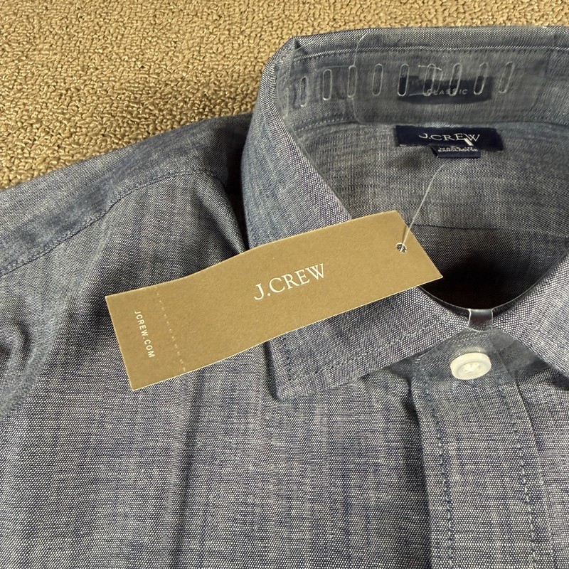 J.Crew Bowery Long Sleeve Button Up Shirt Blue Chambray Size S NWT MSRP $98 gallery