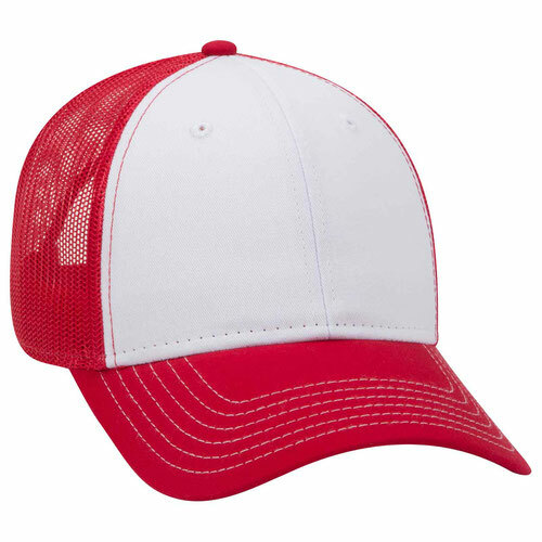 Red/White/Red Trucker Hat 6 Panel Low Profile Mesh Back Hat 1dz New 83-1239