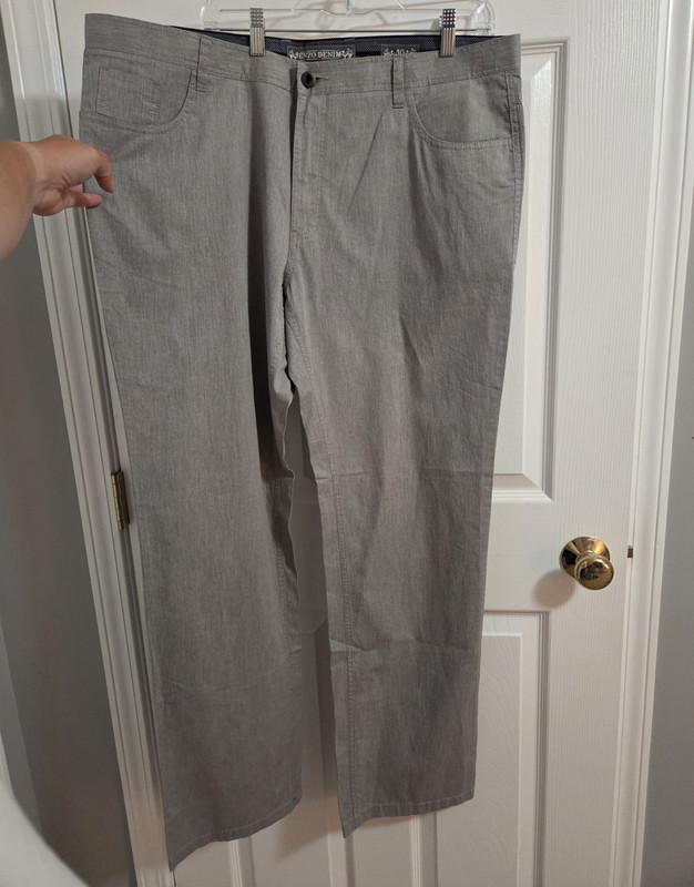 Enzo Denim Men’s Gray Cotton Denim Pants Regular Fit Straight Leg Waist 40