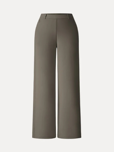 OGL Stretch Cotton Blend Slimming High Rise Wide Leg Pants - Deep Dry Olive gallery