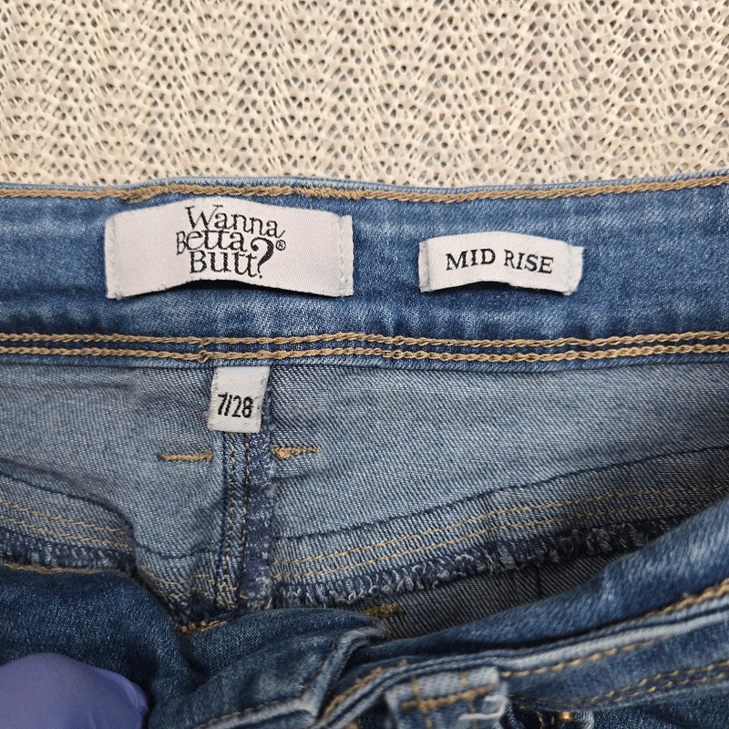 YMI Wanna Betta Butt Jeans Womens 7/28 Mid Rise Skinny Distressed Denim Pants gallery