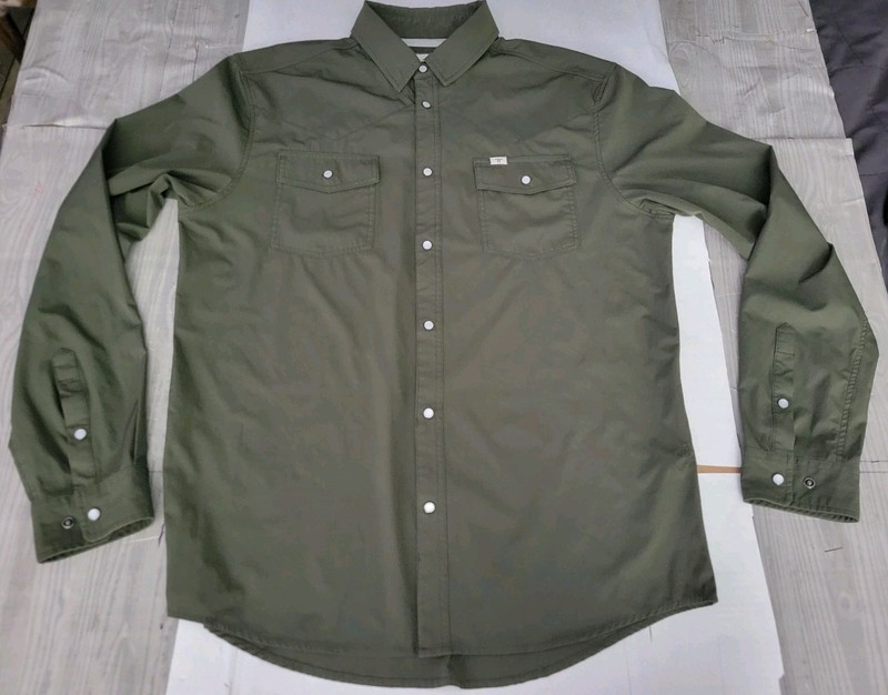 Ferrell Shirt Mens L Green Long Sleeve Western Pearl Snap Vented