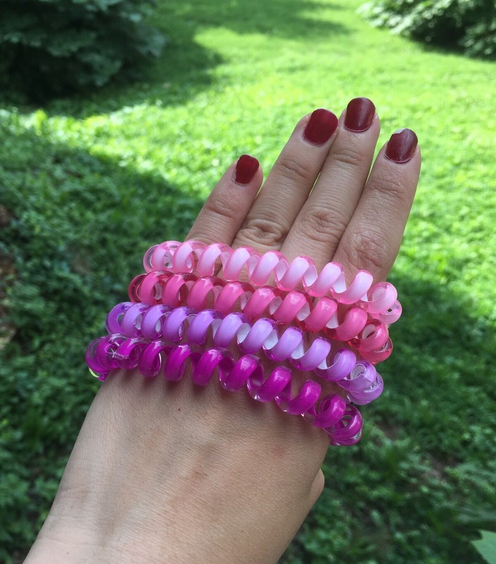 5pcs Girl Gel Stretch Plastic Spiral Phone Cord Hair Ties Band Coil High Quality gallery