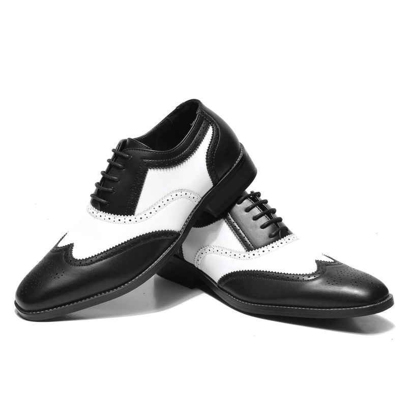 Metrocharm Two-Tone 1920’s Wingtip Oxford Formal Men Dress Shoes