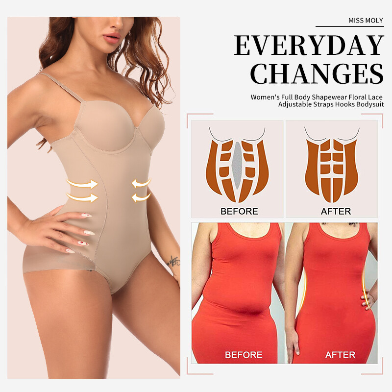 Women Fajas Shapewear Firm Tummy Control Body Shaper With Built-in Bra Bodysuit gallery