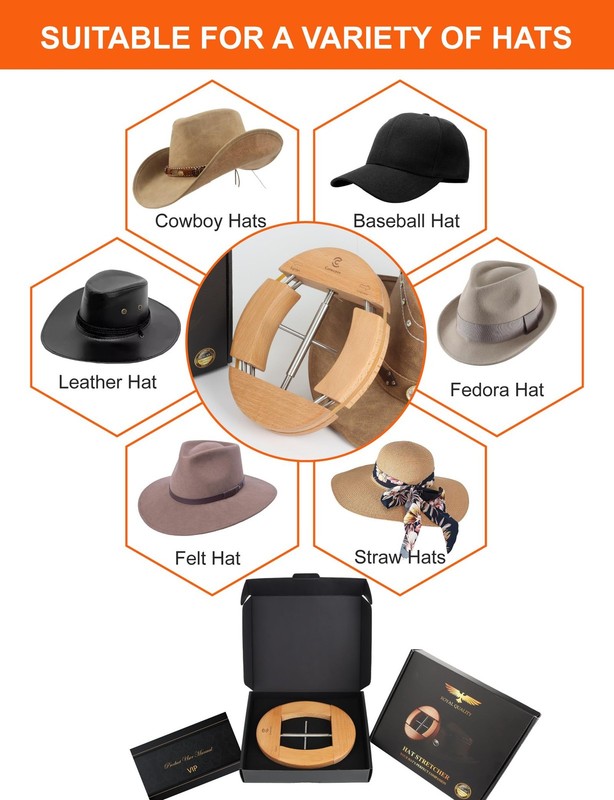 Hat Stretcher for Fitted Cowboy Hats Stretchers for Men 4 Way Expander Exten... gallery