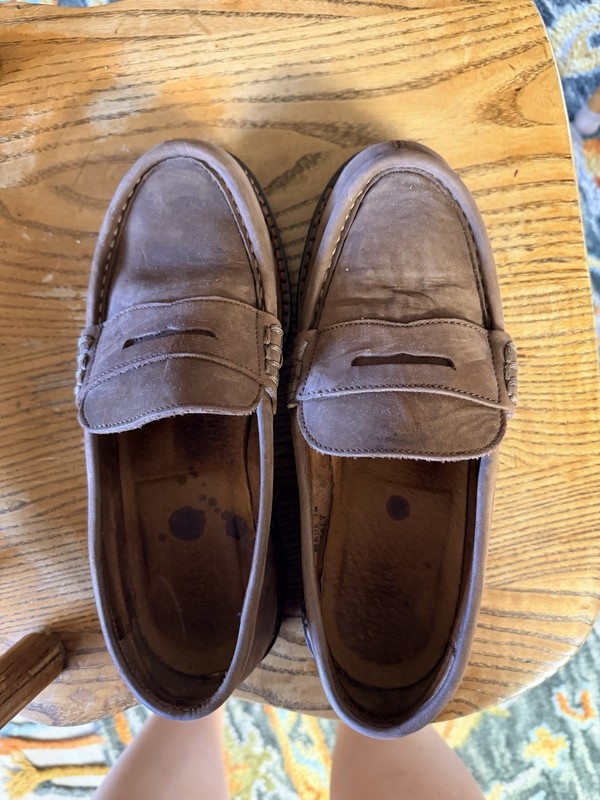J.Crew Crewcuts Brown Leather Slip-On Loafers Round Toe Lug Rubber Sole 9