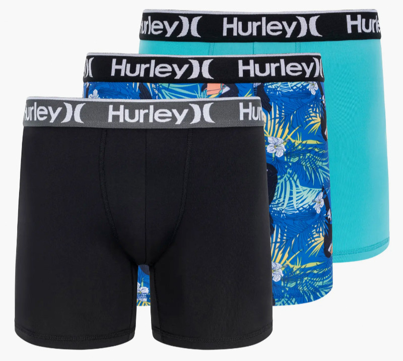 3 Pack Hurley Men Regrind STRETCH Boxer Briefs XLARGE 40-42 BLACK NAVY ORANG $34
