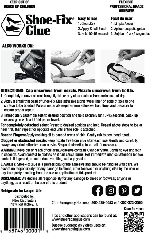 Glue Professional Grade Repair Adhesive for All Footwear Instant Bond, Clear ...