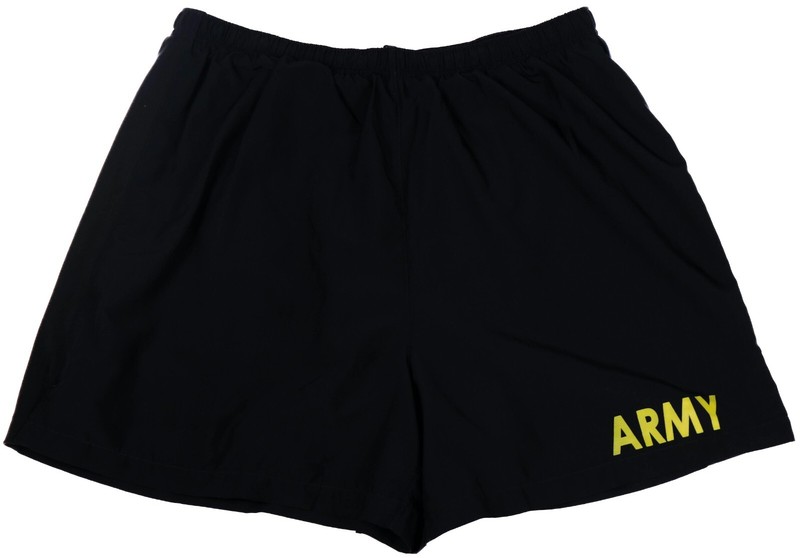 US Military Men’s APFU Shorts Army Black and Gold PT Physical Fitness Trunks