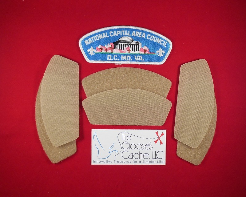 Tan Sew-on Hook and Loop for Attaching Patches to Scout BSA Shirts gallery