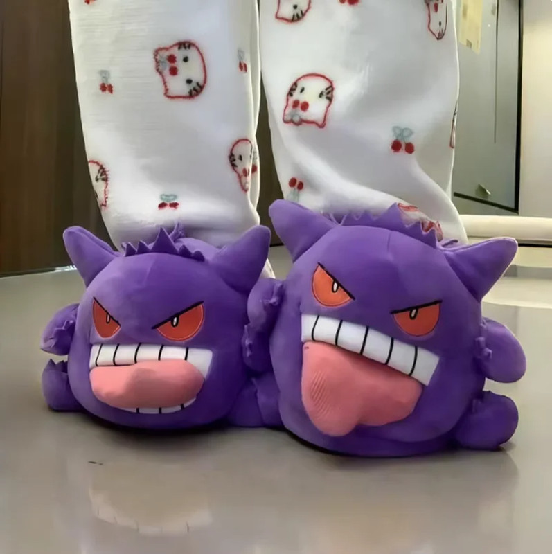 Gengar Open-Toe Plush Slippers Set, One Size Fits All Cute Cartoon Socks Gift gallery