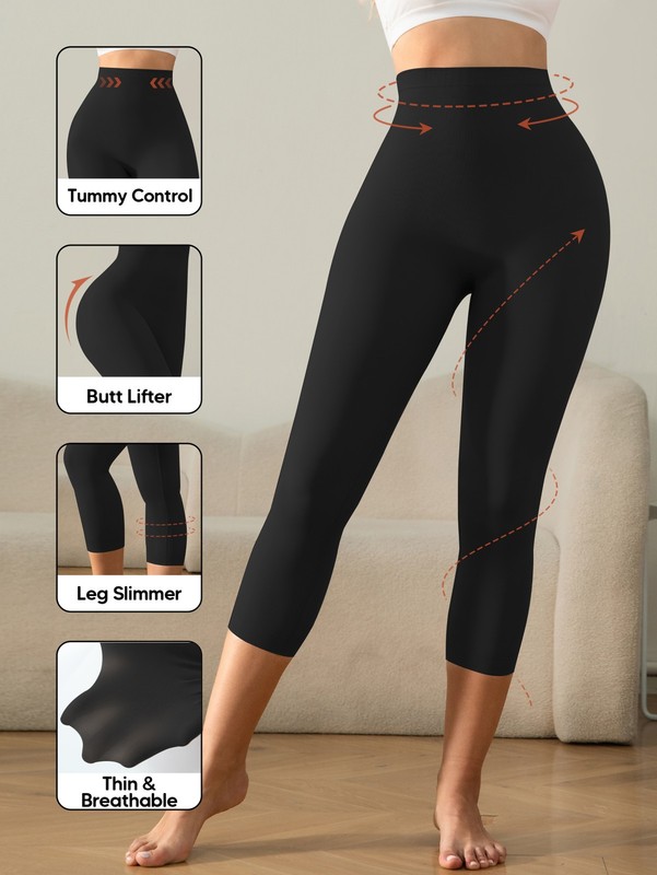 Women Slimming Anti Cellulite Compression Leggings Leg Shaper High Waist Capris gallery