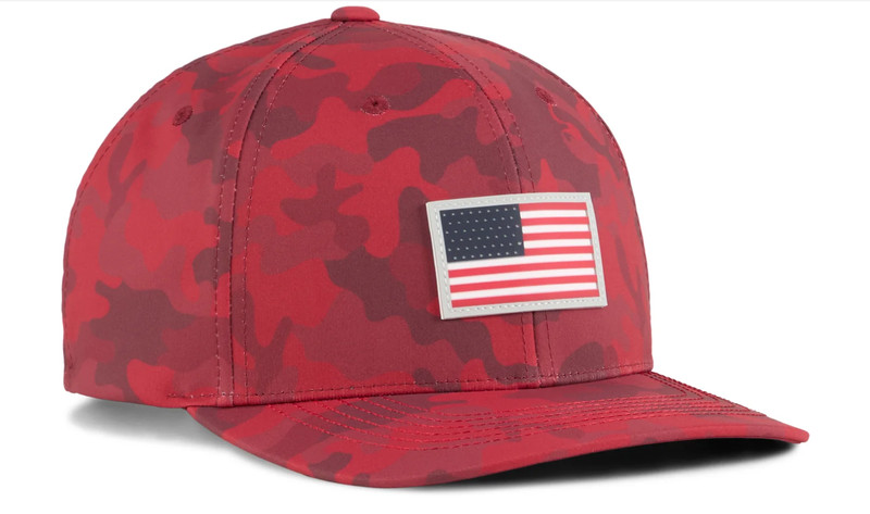 New Puma Volition 6 Panel Strong Red Camo Adjustable Snapback Hat/Cap