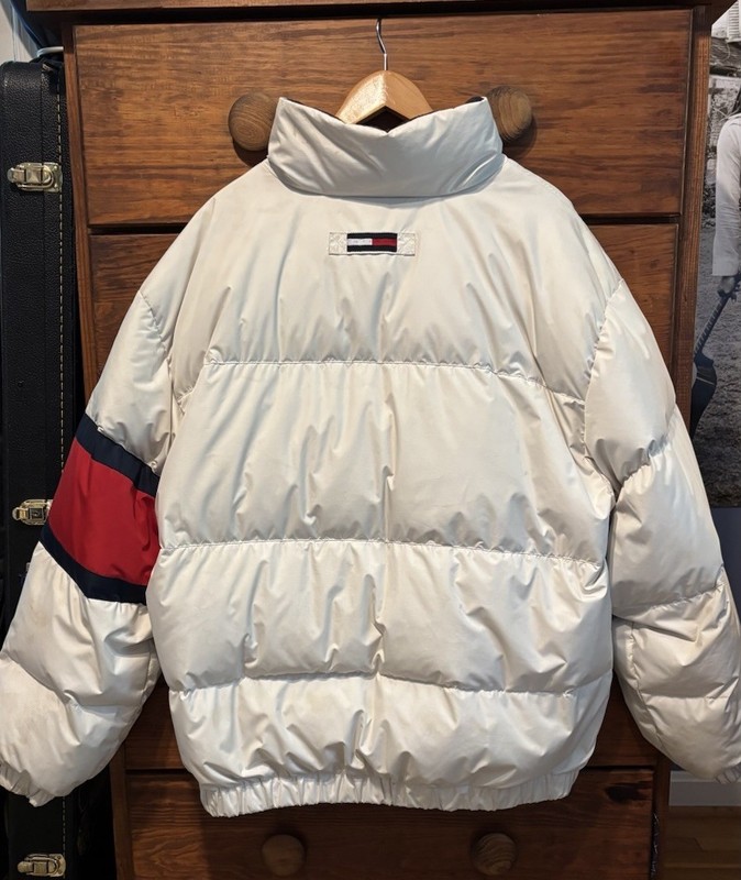 Tommy Hilfiger Men's White Puffer Jacket Down Lined Full Zip Stand Collar XL gallery