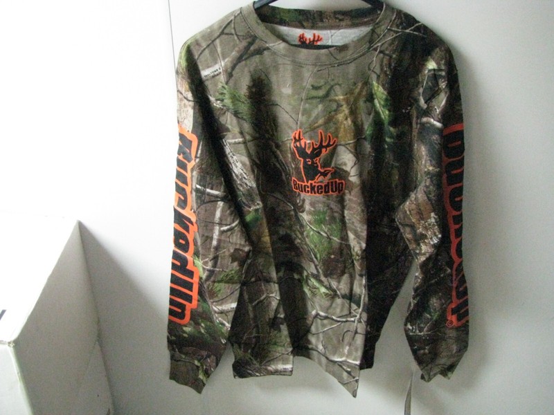 NEW BUCKEDUP, REALTREE APG CAMO, MEDIUM, L/S TEE, SALE $10.00 RETAIL $25.00