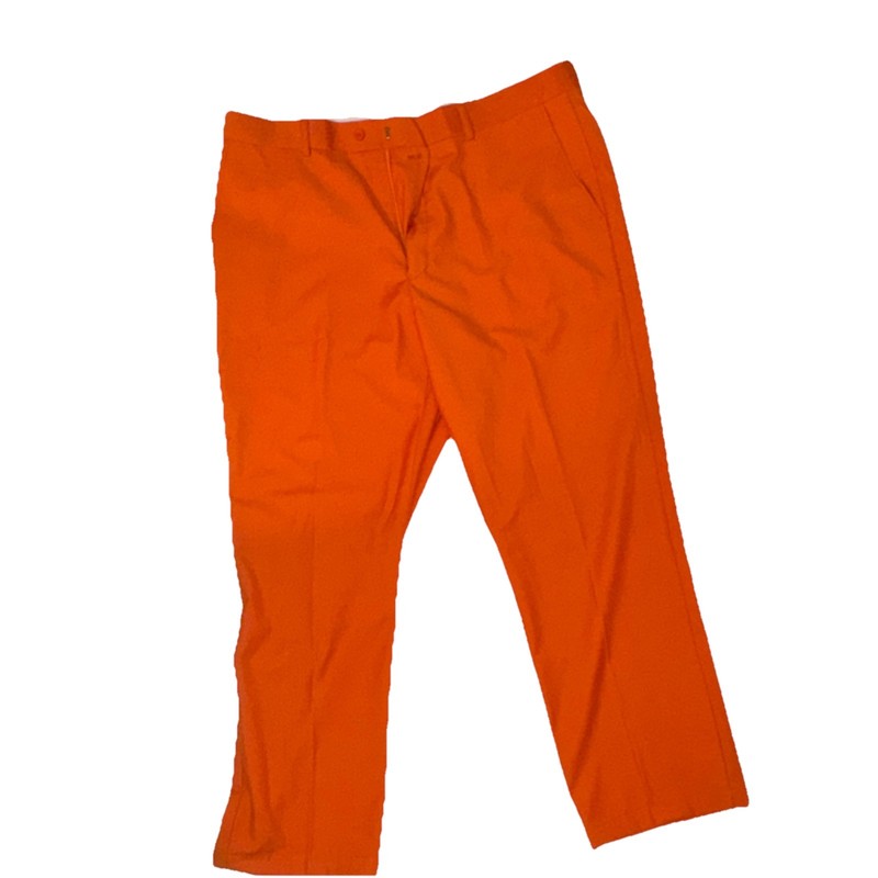 Concitor Flat Front Dress Pants Men’s 40 Orange Terylene Rayon Button Solid
