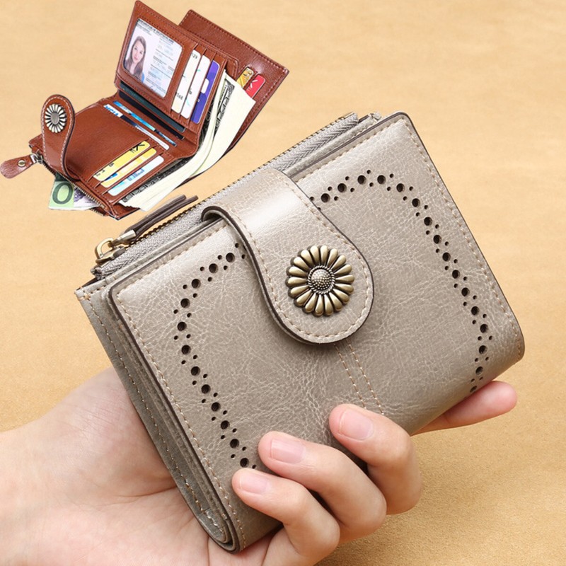 RFID Blocking Women Small Leather Wallet Credit Card Holder Mini Bifold Purse US gallery