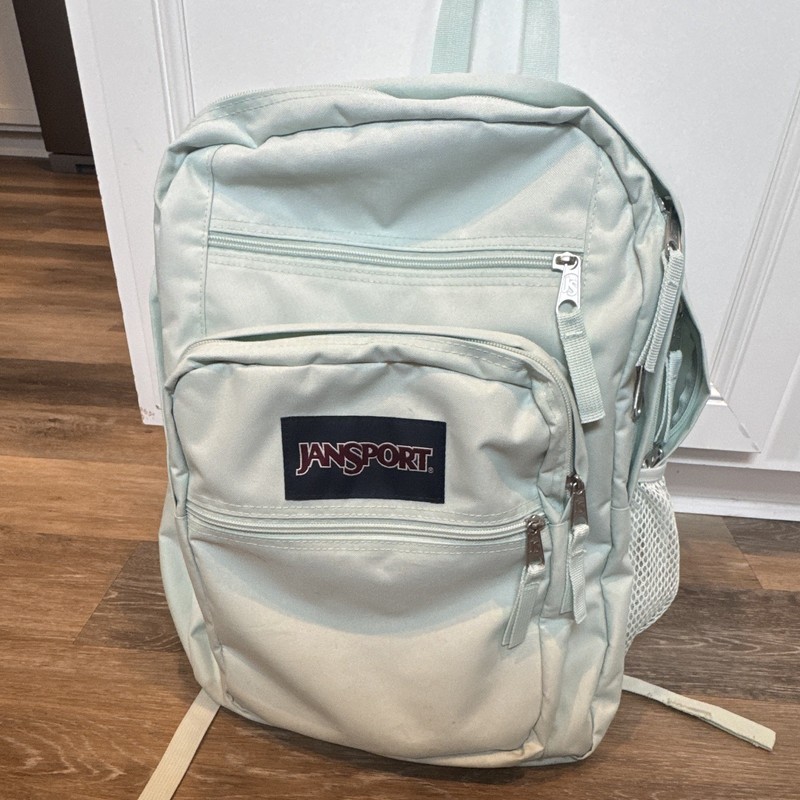 JanSport Light Blue/Teal Large Backpack Zip Closure w/ Pockets, Bottle Pocket