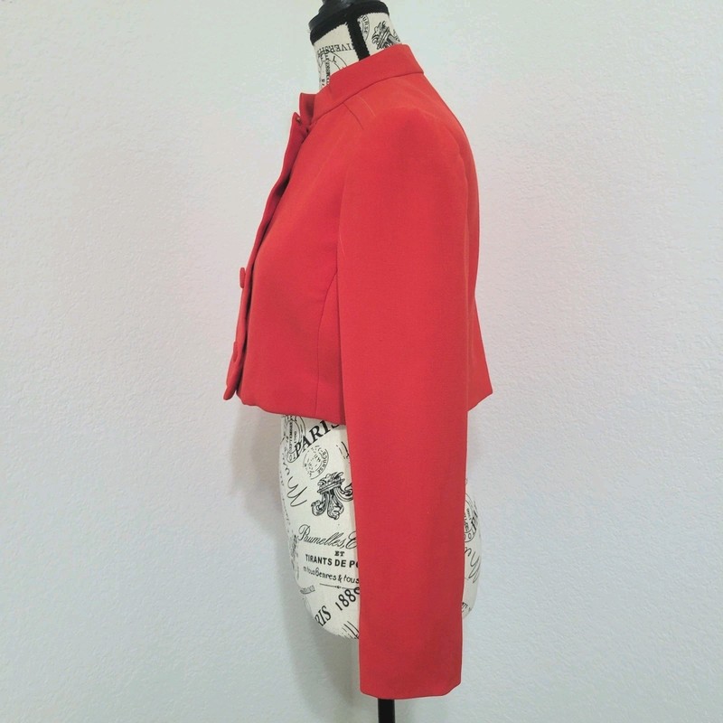 Vintage 60s Red Cropped Jacket Mod Retro Military Majorette Womens Small gallery