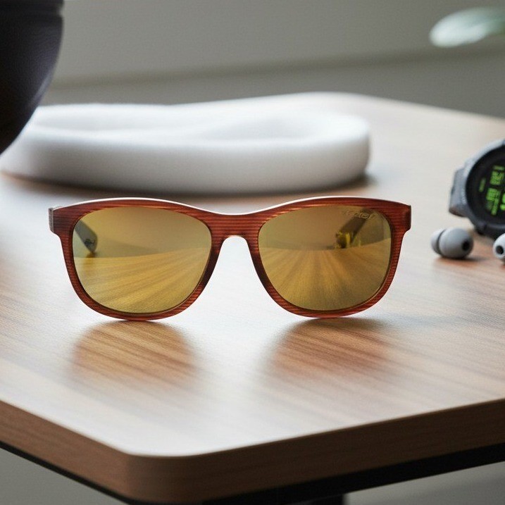 Tifosi Swank Sunglasses, Brown Woodgrain Gold Mirror Lens, Men’s Sport Lifestyle