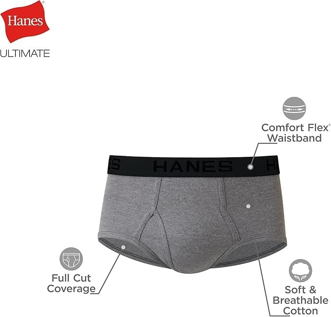 7-Pack Hanes Men's Underwear Briefs MEDIUM Gray Black Comfort Moisture-Wicking gallery