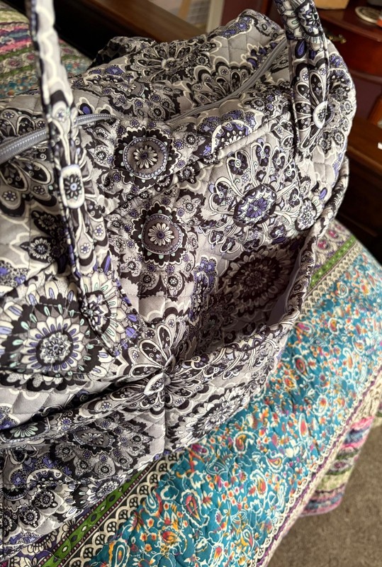 Vera Bradley large Weekender Travel Bag gray Tranquil Medallion pattern gallery