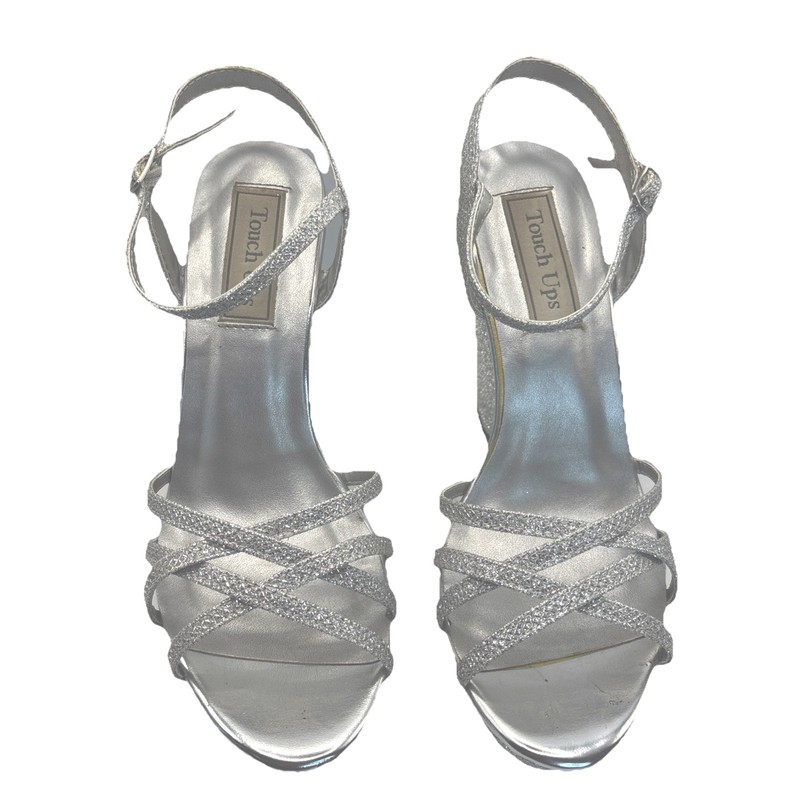 Touch Ups Size 8 Silver Wedge 4” Heel Special Occasion Model Jaden NIB