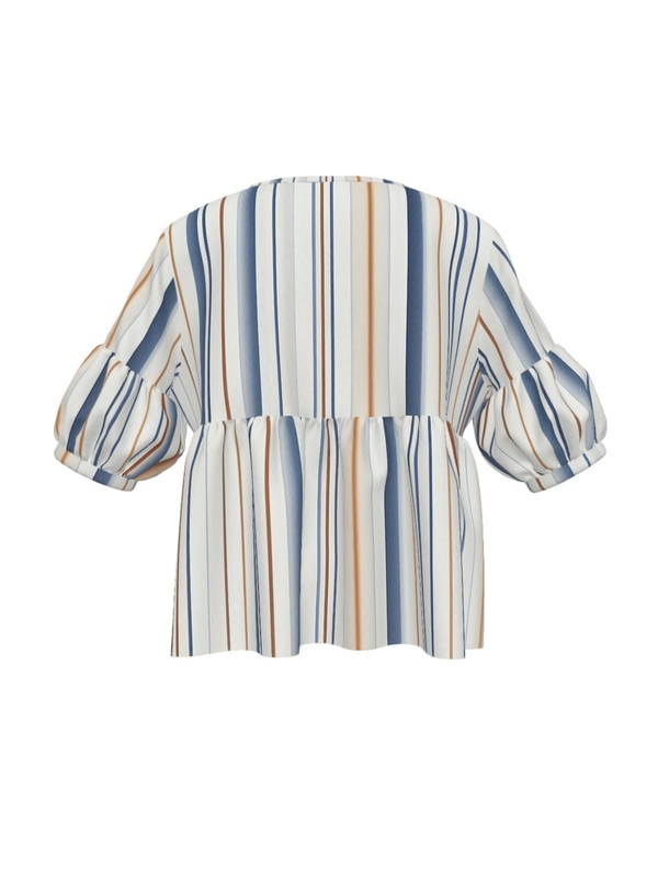Short Puff Sleeve Crew Neck Button Shirt Light Breathable Cozy Daily Wear Blouse gallery