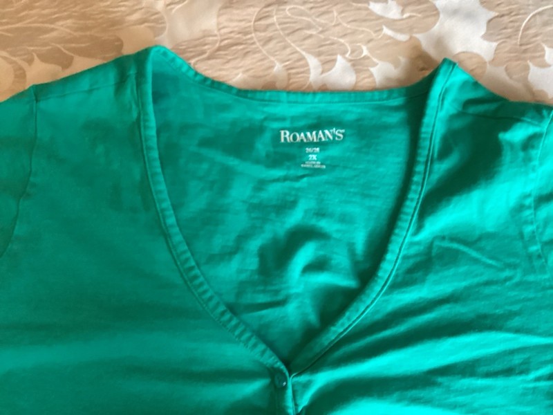 Romans Womens Green Pull Over Shirt Top Short Sleeve 2X 100% Cotton gallery