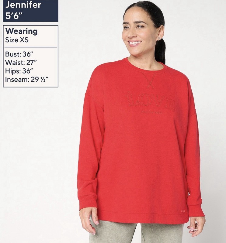 Peace Love World Crewneck Drop Shoulder Sweatshirt Size XXS Love Red A711149