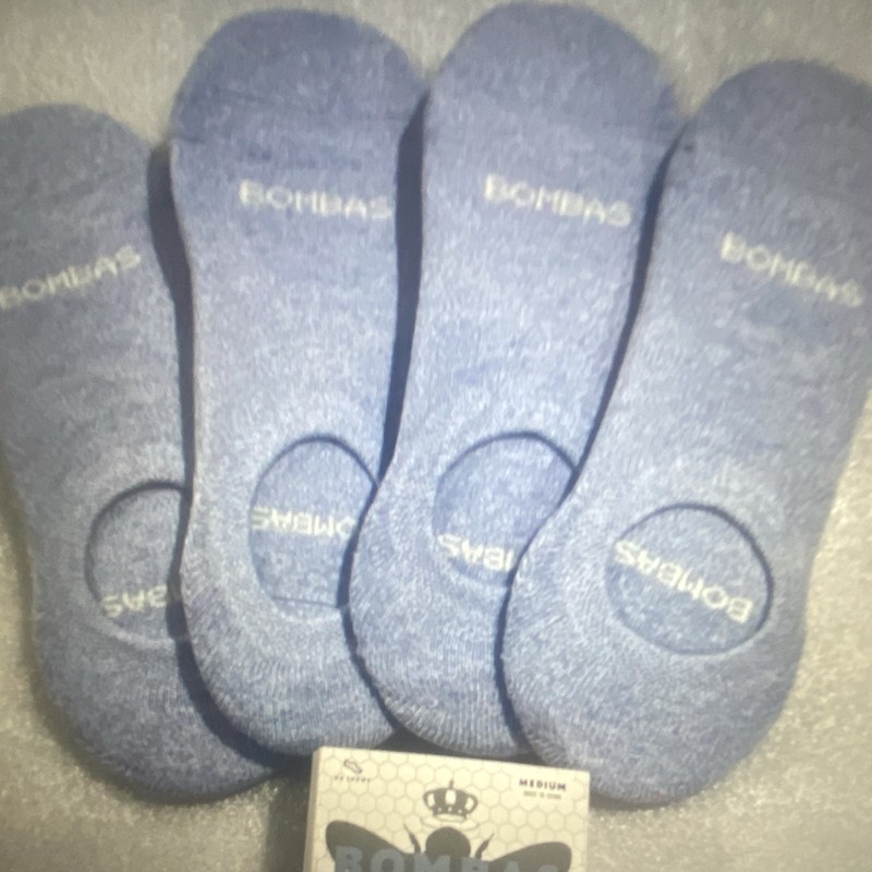 Bombas Cushioned No-Show Socks, Solid Blue, Size M, one pair size small