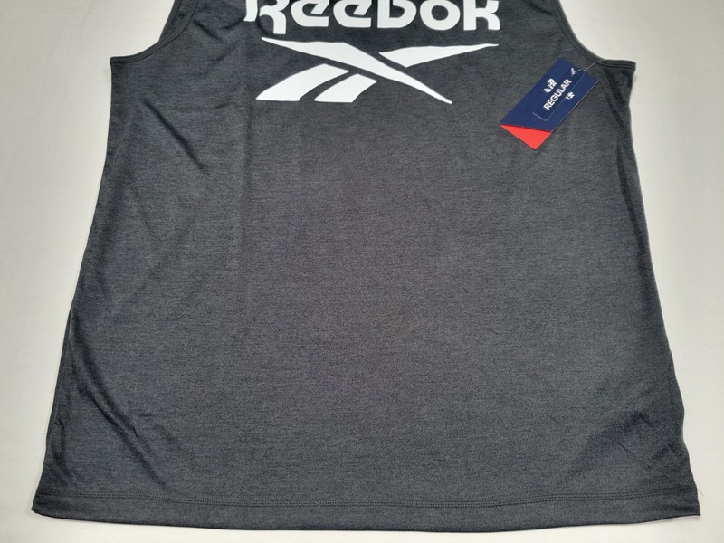 Reebok Mens Tank Athletic Muscle Gladiador logo top Black Heather Size Large gallery
