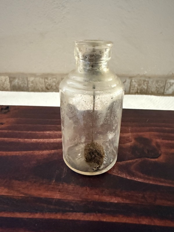 Vintage Shoe Polish Bottle with Cork Dauber Insert Embossed on Bottom 2.5 Fl Oz