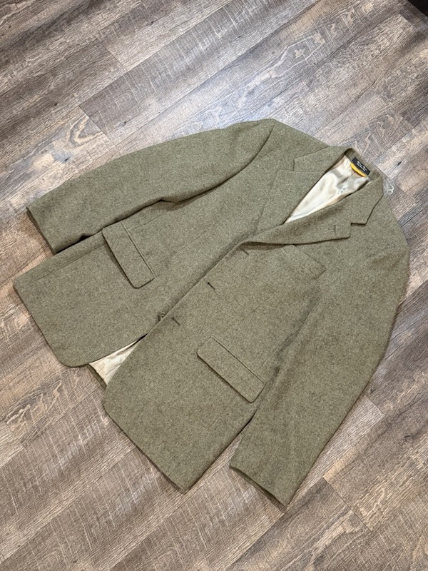Vintage Bill Blass Black Label 100% Camel Hair Blazer Sport Coat Olive Green 42R gallery