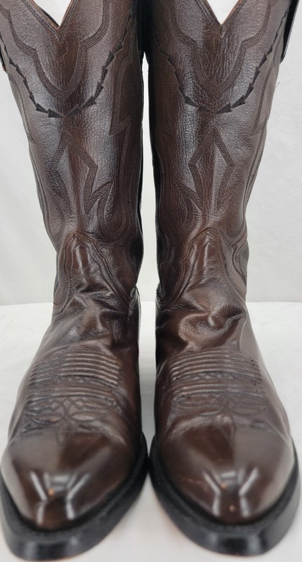 Lucchese 2000 T3099J Leather Brown Embossed Pull On Western Boots Men's US 9EE gallery