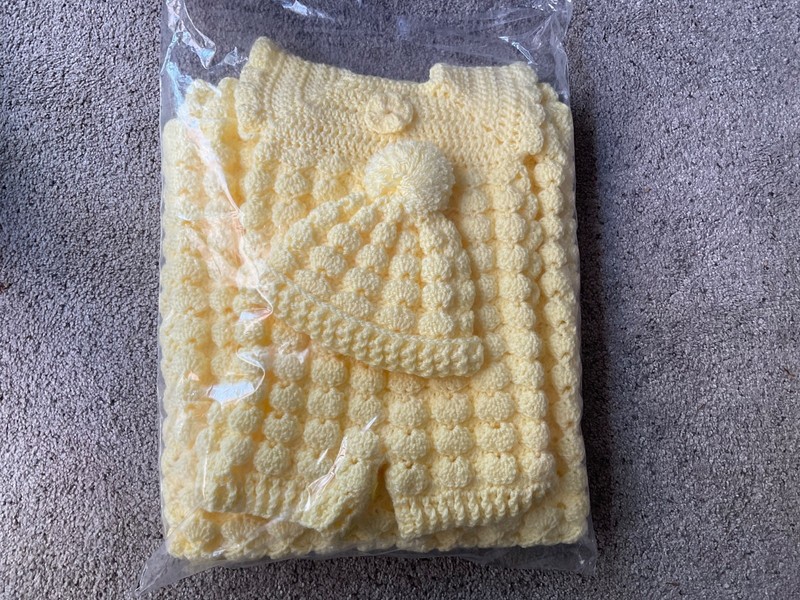crocheted baby set