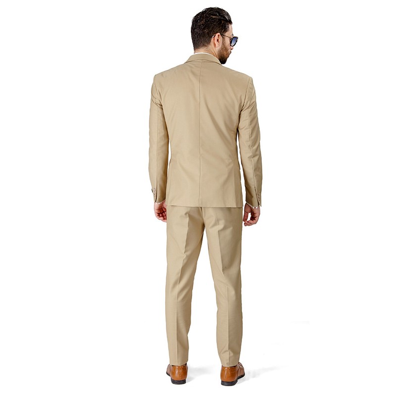 Tan Beige Slim Fit Men Suit 2 Button Notch Lapel Azar Man Vest Optional 4030-10 gallery