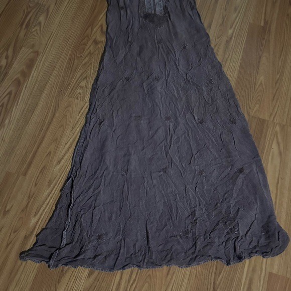L’ Pogee Brown Embroidered One Size Tank Maxi Sun Dress Hippie Bohemian Grunge gallery