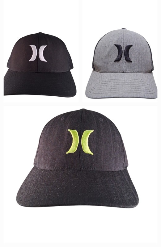 Hurley Hat Bundle (3) 2 Snapback Trucker Black Grey 1 Fitted L/XL Surf skate