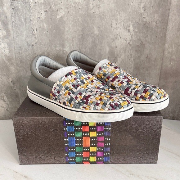 NEW Bernie Mev ofelia slate Multicolor Woven memory foam Slip-On Shoes